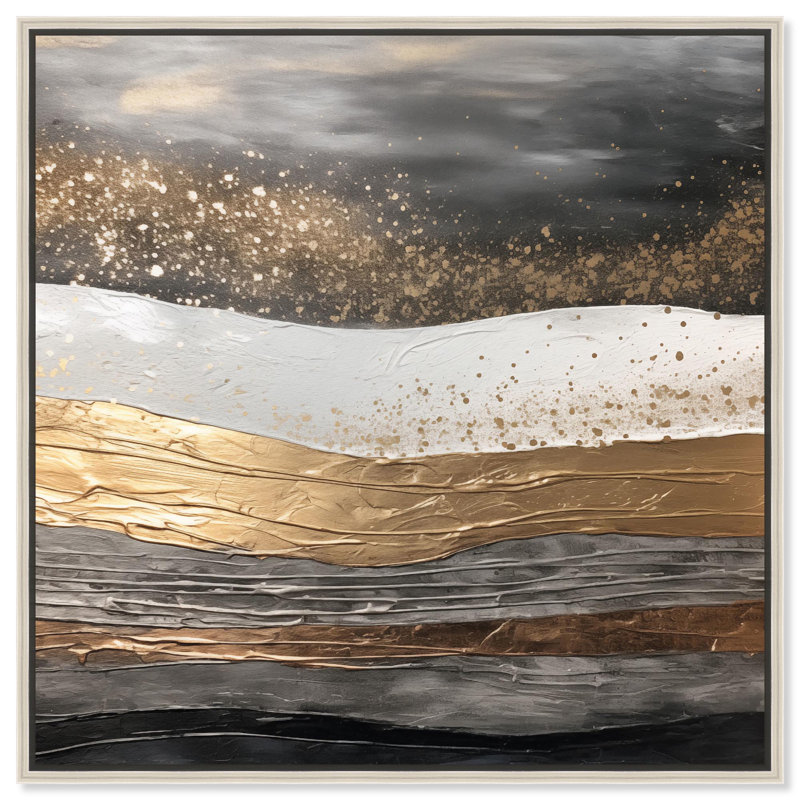 Toile Moonlit Gold III par Art Remedy, cadre blanc, H 13 po x l 13 po, Doré, Cadre flottant