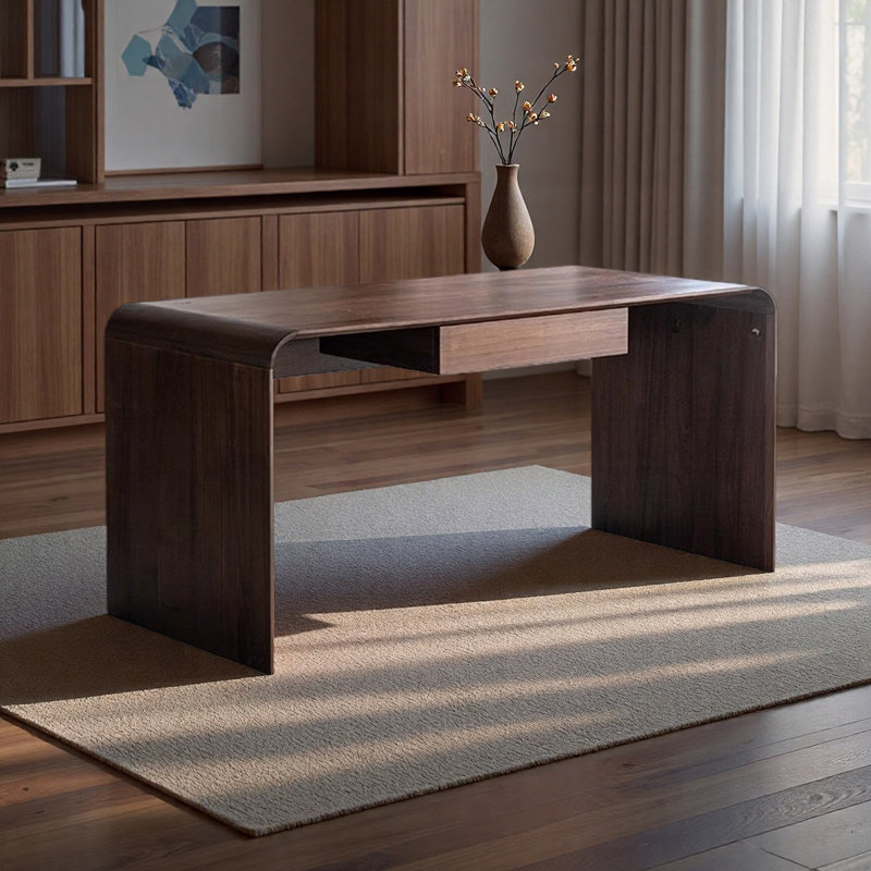 Bureau en bois de noyer massif noir, H 29,9 po x l 70,9 po x P 27,6 po