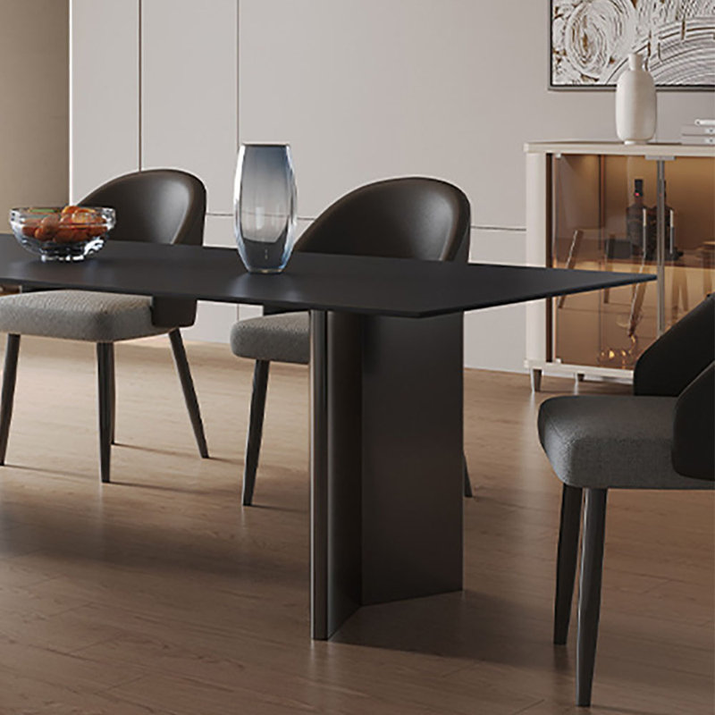 Table de salle à manger moderne en marbre noir, H 29,5 po x L 70,9 po x l 31,5 po