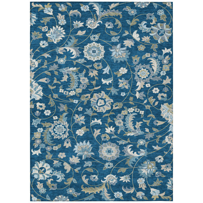 Machine Washable Indoor/Outdoor Chayden ACN1006 Navy 2'6" x 3'10" Rug, Rectangle 3' x 5'