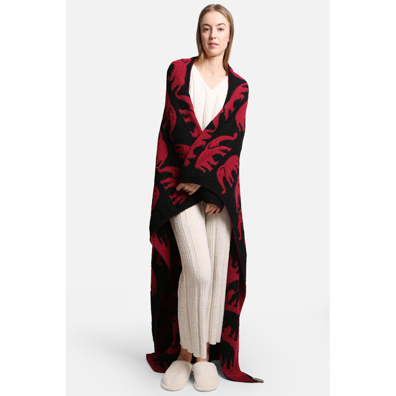 Jeté de luxe à motif éléphant , Rouge