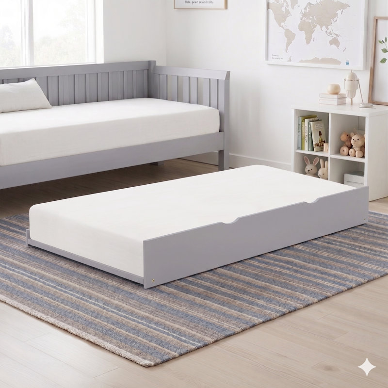 Koblick Transitional Solid Wood Twin Trundle Unit with Supportive Slats & Under-Bed Storage Capability