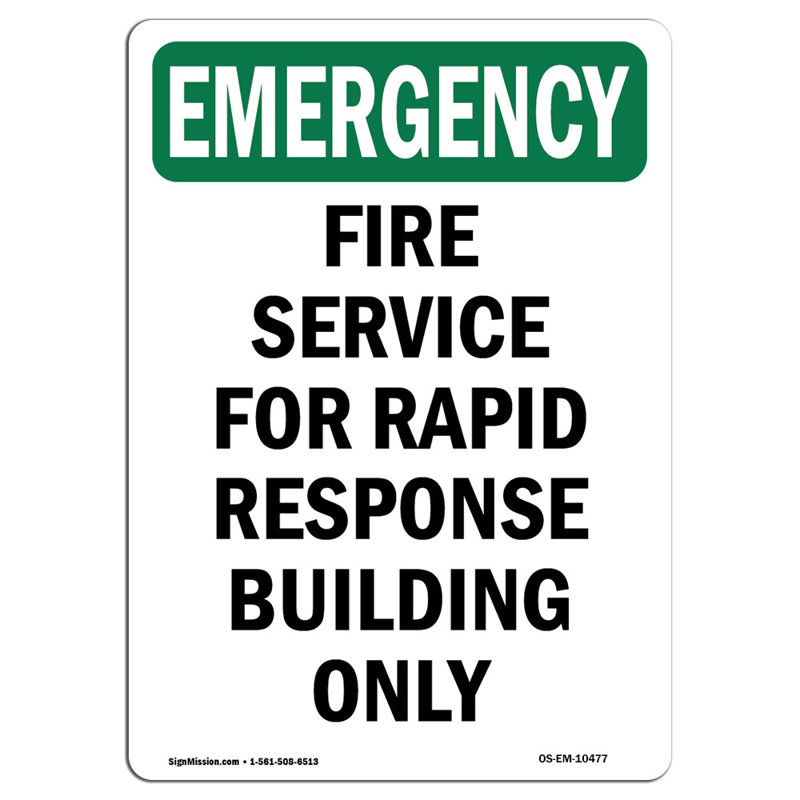Panneau de pompiers pour réponse d'urgence, 18" H x 12" W x 0.1" D