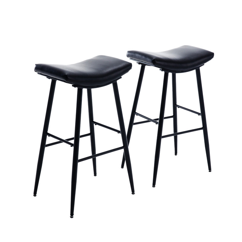 Angela Bar Stools Set of 2, Bar Stool (30.7" Seat Height), Black, 2