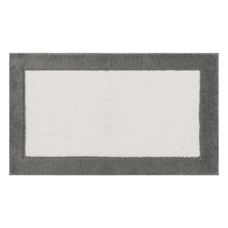 Tapis de bain géométrique en tricot Counterpoint Casual, L 24 po x L 40 po, Étain / Blanc