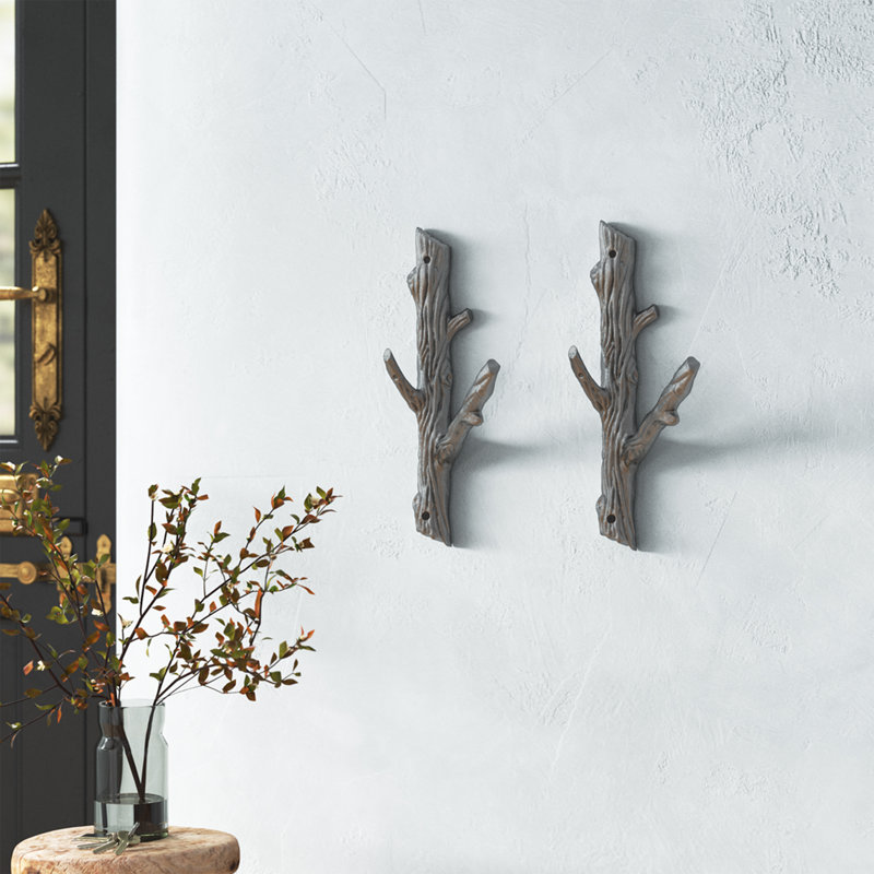 Bryttani 2 Piece Tree Branch Iron Wall Hook Set