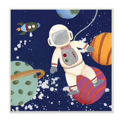 Ae-542 " Playful Astronaut Floating In Space Planets Rocketship "
