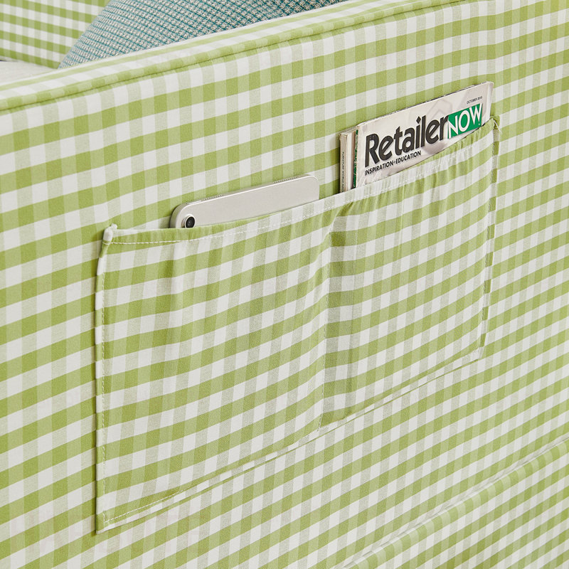 Divan-lit double convertible 3 en 1 avec couchette gigogne et poches de rangement latérales Gingham, Vert