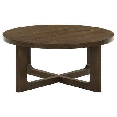Wai Round Sculptural Wood Coffee Table Brown