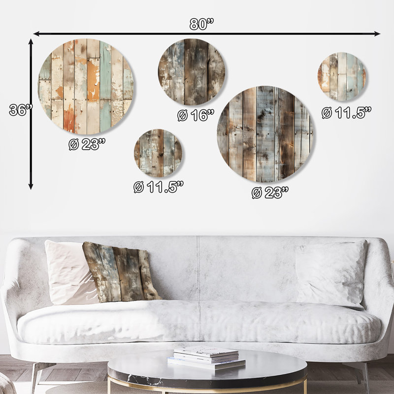 Mullen - Ensemble abstrait d'art mural rond vintage de 5