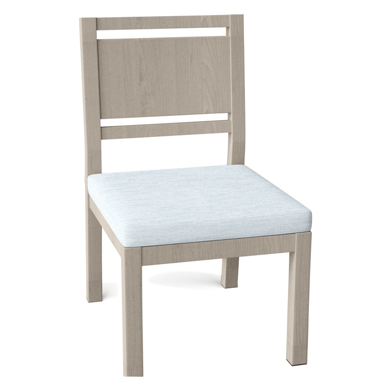 Avondale Patio Dining Side Chair with Cushions, Oyster Teak, No Welt, Paper Sky
