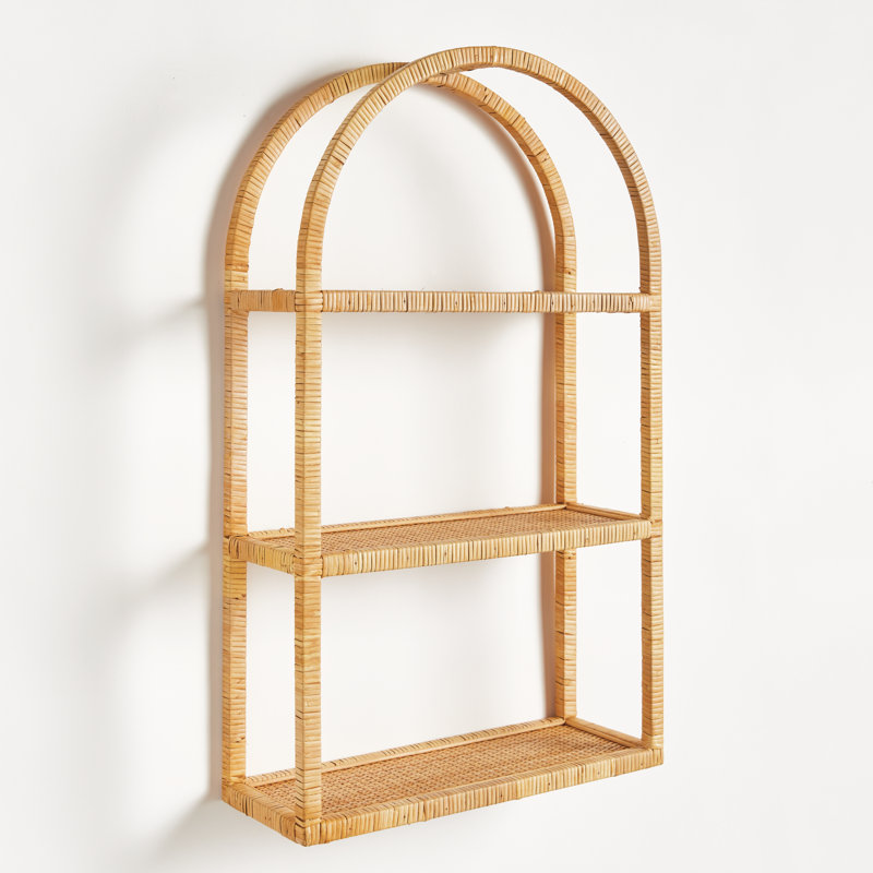 New 3 Piece Rattan Bracket Shelf