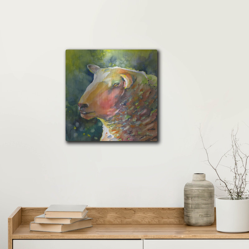 «Ewe Look Baa-velous» par Annelein Beukenkamp, art mural en métal, 36 po x 36 po, H 12 po x l 12 po
