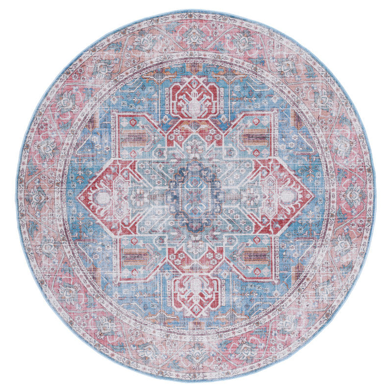 Serapi Performance Machine Washable Oriental Rug, Round 6'7"