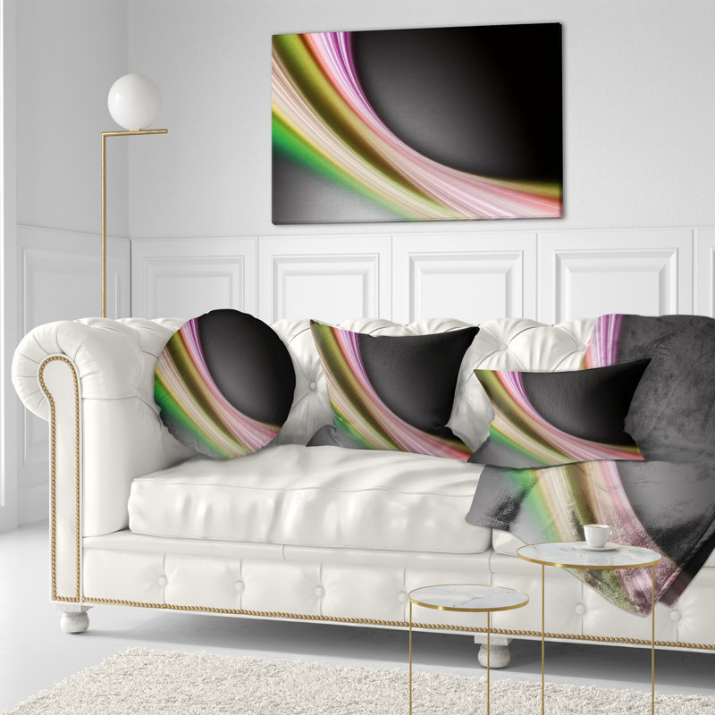 Lignes abstraites roses et vertes - Coussin décoratif imprimé abstrait