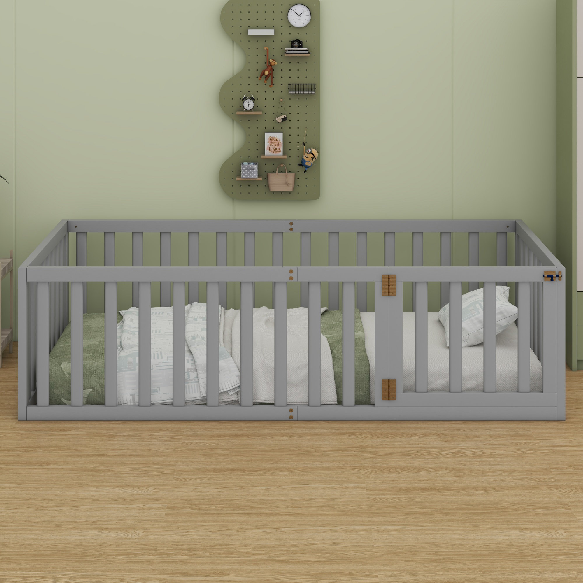 Ophelia &amp; Co. Wood Floor Bed Frame With Fence And Door - Wayfair Canada