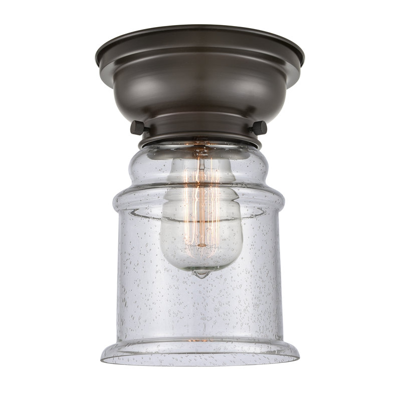 Alexandira Glass Flush Mount, No Bulb Included, Seedy, Oil Rubbed Bronze