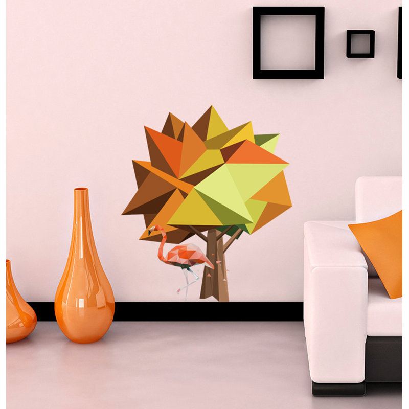 Adhésif décoratif arbre flamant rose, H 33 po x l 39 po
