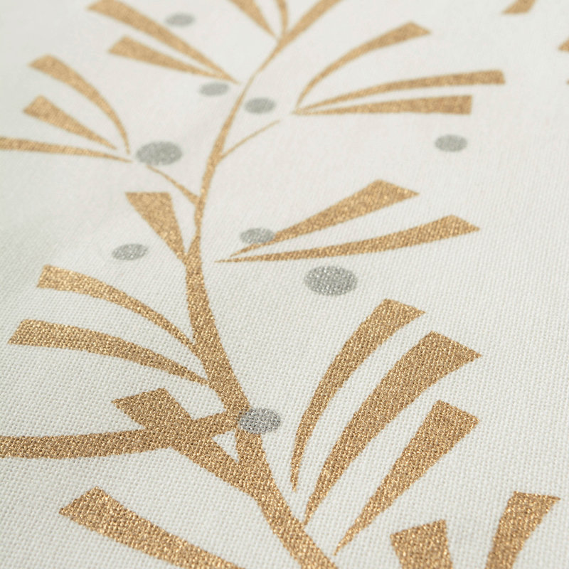 Mcmann 100% Cotton Christmas Table Runner, 72" L x 14" W, Metallic Holly Leaves