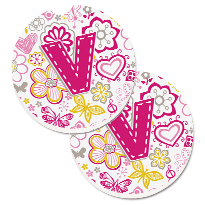 Sous-verre à fleurs et voitures papillons, V, Rose