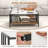 2-Tier Rectangular Coffee Table with Rock Slab Tabletop Open Shelf for Living Room