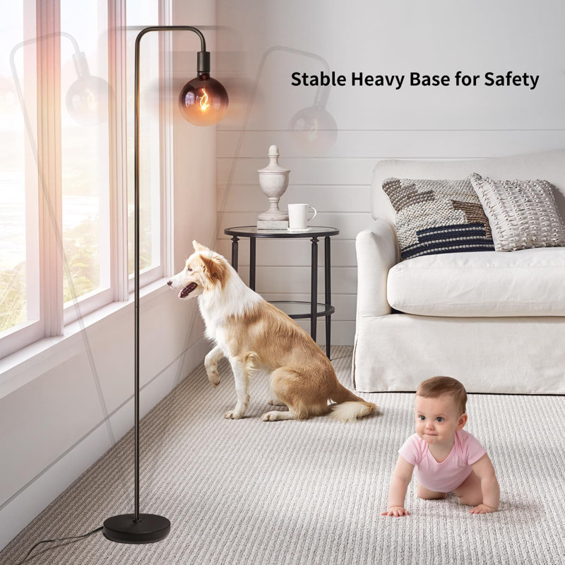 Floor Lamp Minimalist with Modern LED Bulb, Black