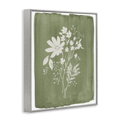 Wildflowers on Olive Green Framed Giclee, design by Stephanie Ryan
