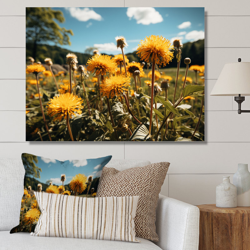 Mountain Dandelion Field II - Floral Wall Decor, Toile tendue, H 12 po x l 20 po x P 1 po