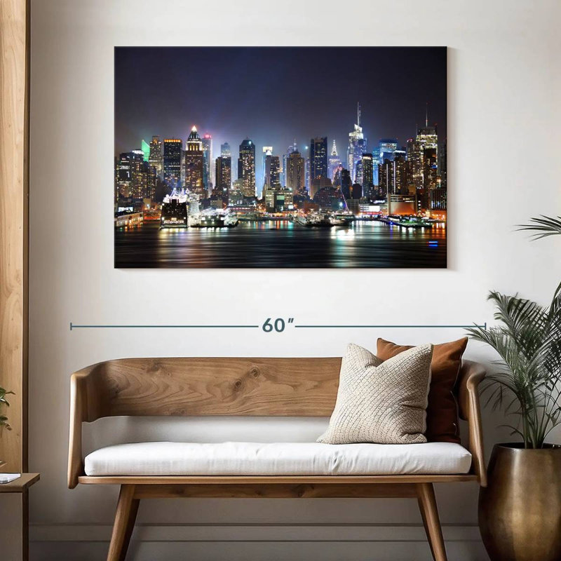 Sirci NYC Manhattan Nightscape, H 32 po x l 48 po