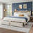 Francille Upholstered Bed Frame with 2 Drawers, 2-Tier Storage Headboard with Side Pockets-1327195161-1288052886