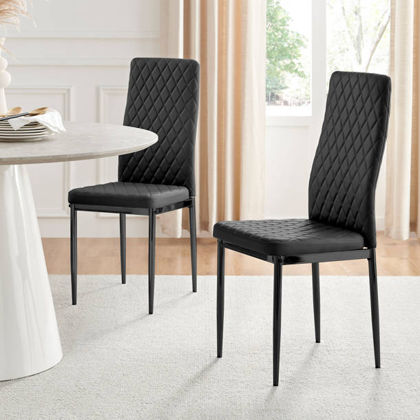 Rowill Modern Dining Chairs Set Of 2 – Upholstered Kitchen Chairs With Metal Legs, Cream Fabric | High Back, Memory Foam, 300 Lb Capacity, Easy Assembly