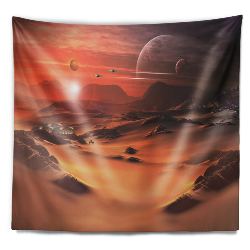 Tapisserie en polyester à la planète en polyester avec accessoires suspendus inclus, H 50 po x l 60 po