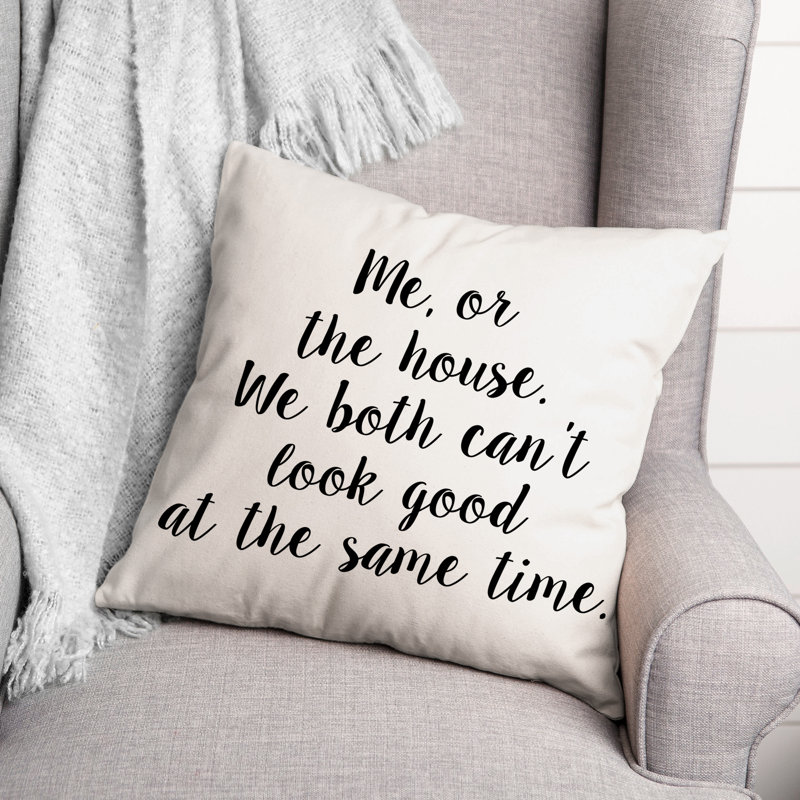 Black And White Typography Collection Throw Pillow