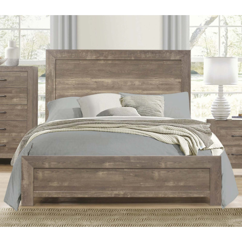 Rustic Panel Bed Wooden Bedroom Furniture 1Pc, Bed In A Box, Full, Rustic Brown