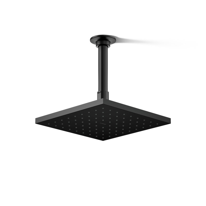 Pomme de douche à pluie Contemporary, Noir mat, Carrée, 1,75 gallons par minute
