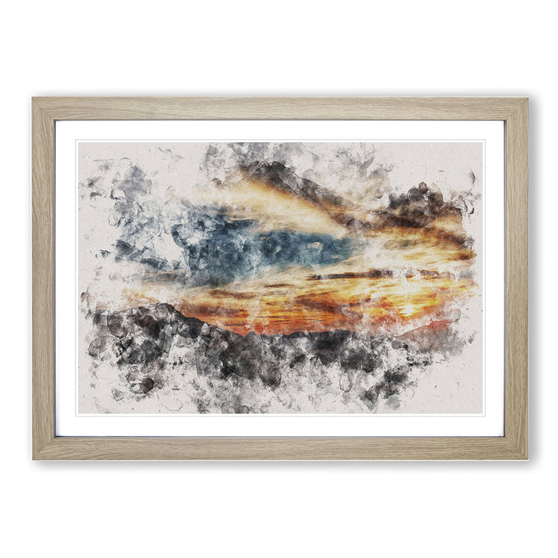 Sunset in Utah - Picture Frame Painting, 36cm H x 48cm W x 2cm D, Oak Framed