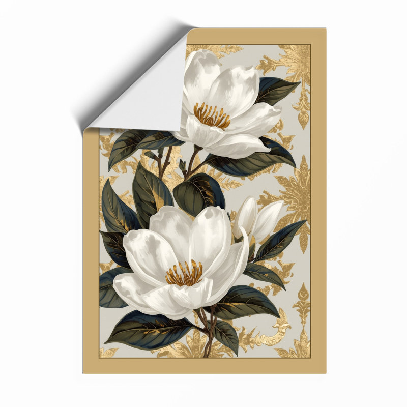 White Magnolia Bloom Botanical - Framed Print, Unframed, A4 - 29.7 x 21.0 cm