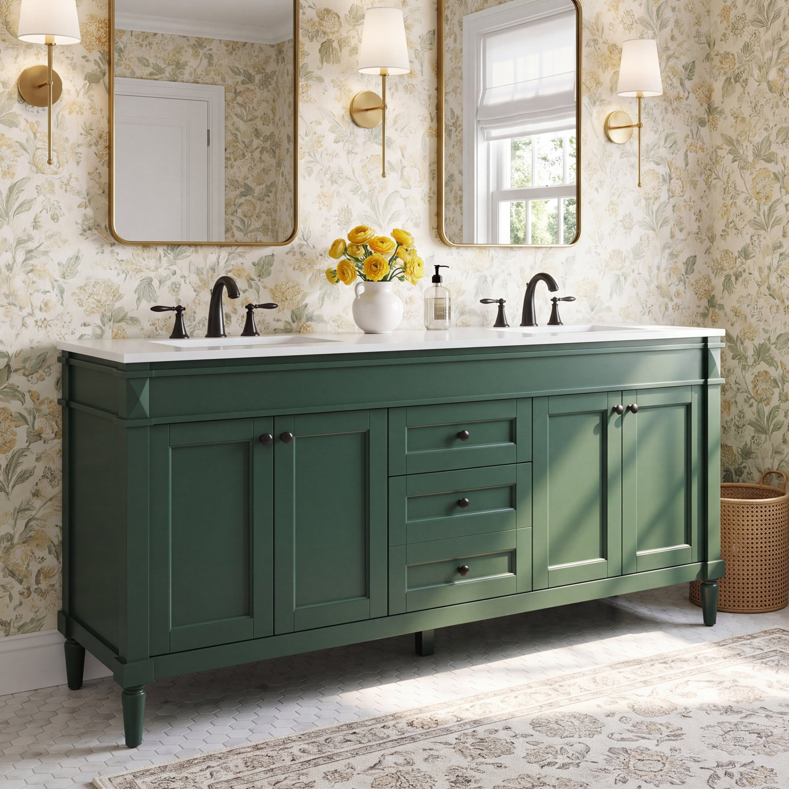 Readington 72 " Double Bathroom Vanity, Green