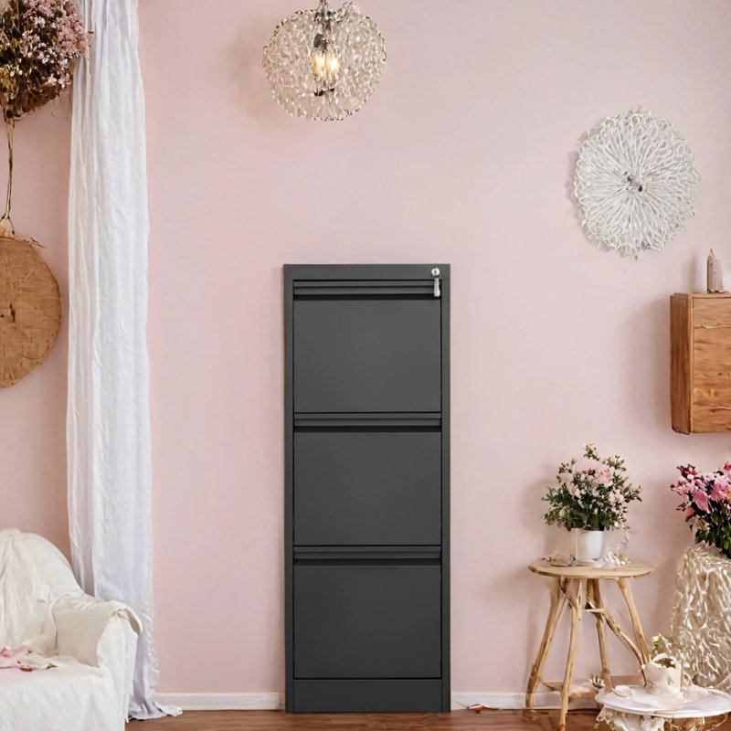 File Cabinet With Locking Drawer, Black