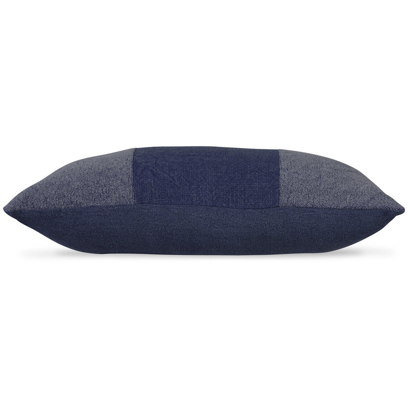 Navy Blue Stonewashed Cotton Lumbar Pillow with Insert