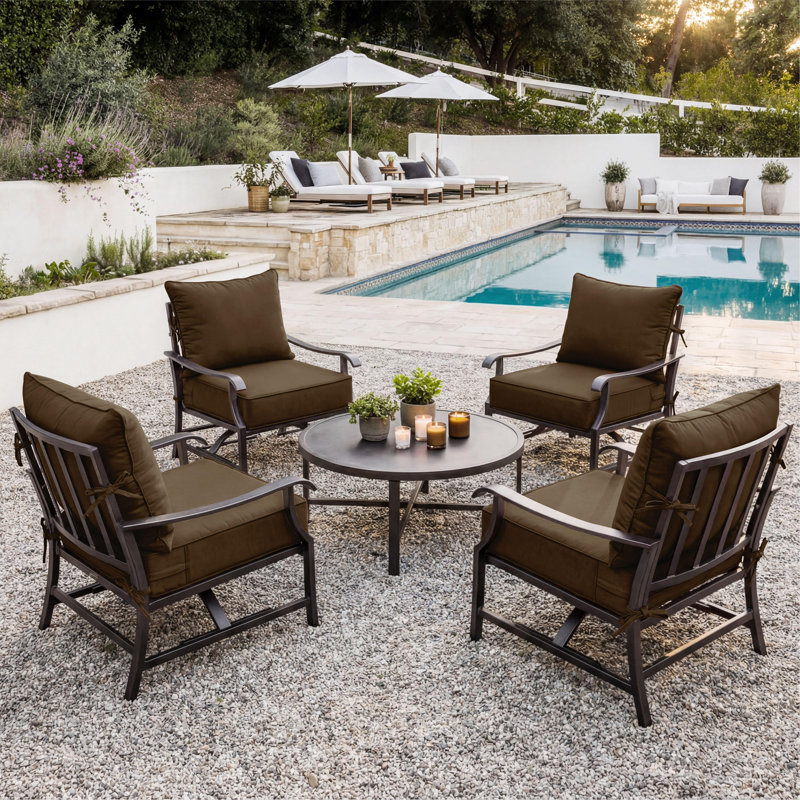 24"W X 24"D Outdoor Deep Seating Cushions 6.5” Indoor/Outdoor Seat And Back Cushion, Cushions Only, Cocoa