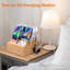 Bamboo Charging Station For Multiple Devices Include 5 Port USB Charger, 5 Cables,Style 1
