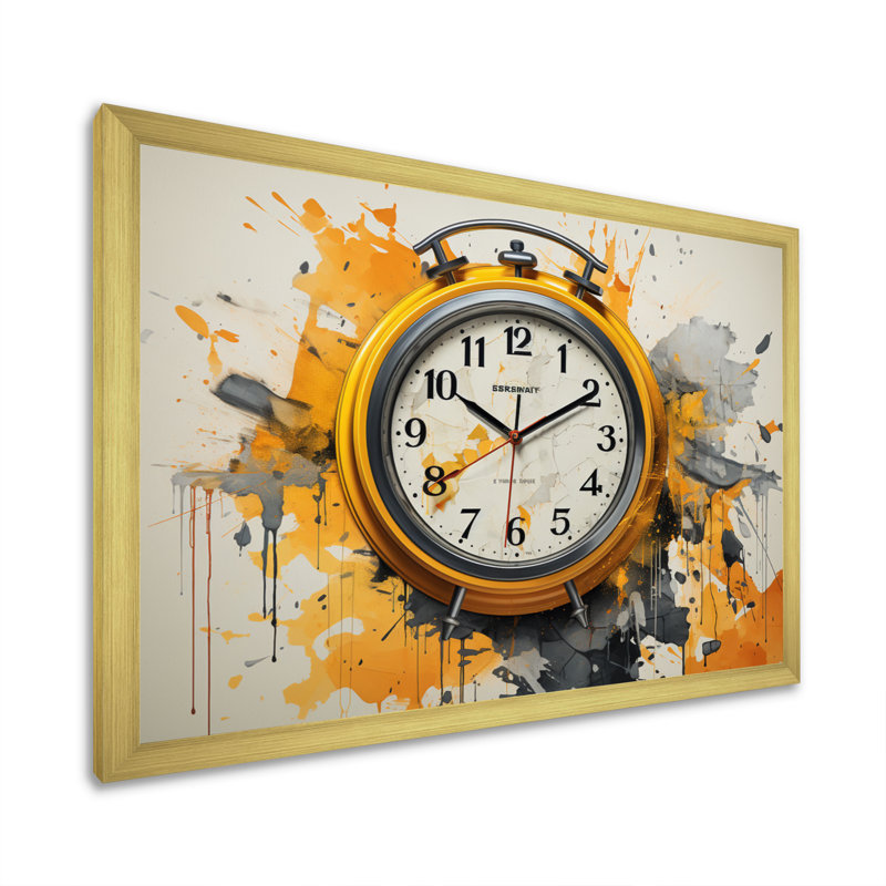 Horloge Minimalist Splendor II, reproduction d'art sur toile, Encadrement doré, H 34 po x l 44 po x P 1,5 po