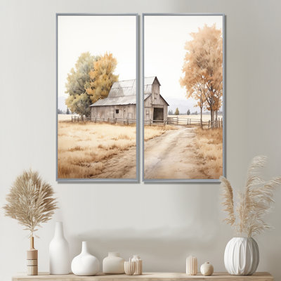 Paysage de grange, minimalisme, paysage - grande grange, art mural