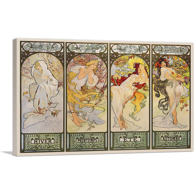«The Seasons, Les Saisons» par Alphonse Mucha - reproduction d'art sur toile tendue