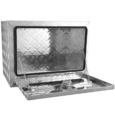Boîte de camion 24 po 17 po 18 po en aluminium à plaque de diamant, imperméable, à poignée en T, verrouillable, pour outils de remorque et clés de rangement