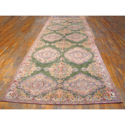 Tapis vert antique en coton Agra