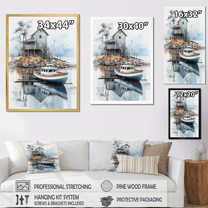 Port maritime Solitude II - impression, Cadre photo noir, H 20 po x l 12 po x P 1 po