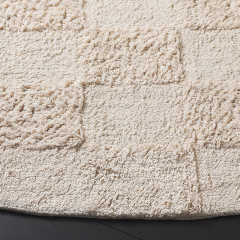 Sarik Handtufted Recycled Cotton Machine Washable Solid Color Rug, Round 6"