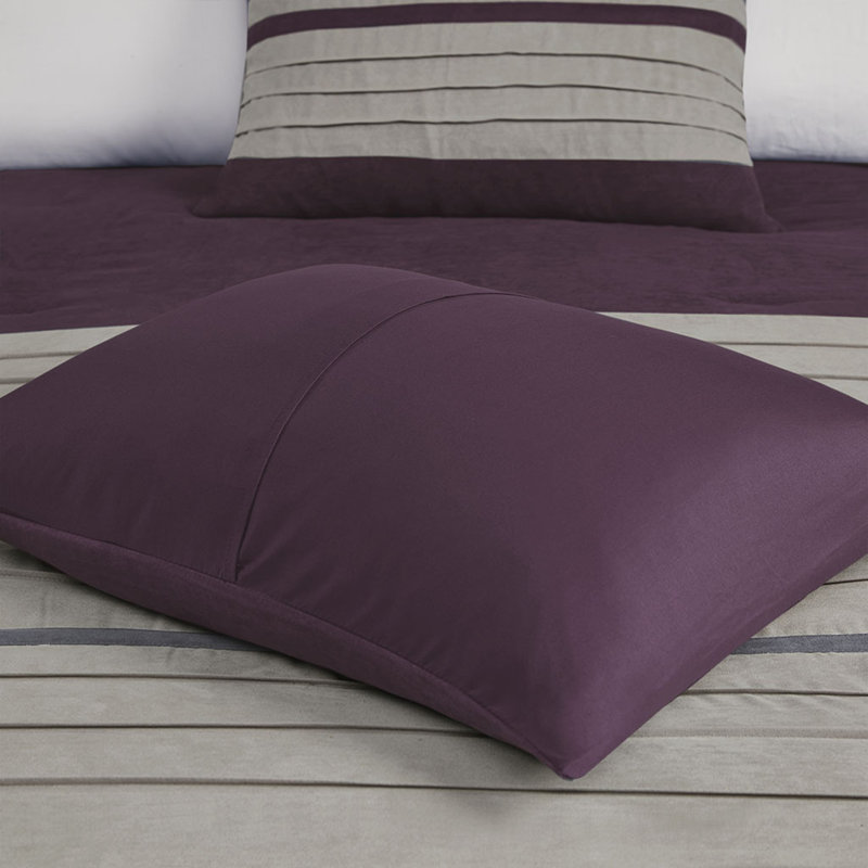 King Purple and Gray Faux Suede Comforter Set